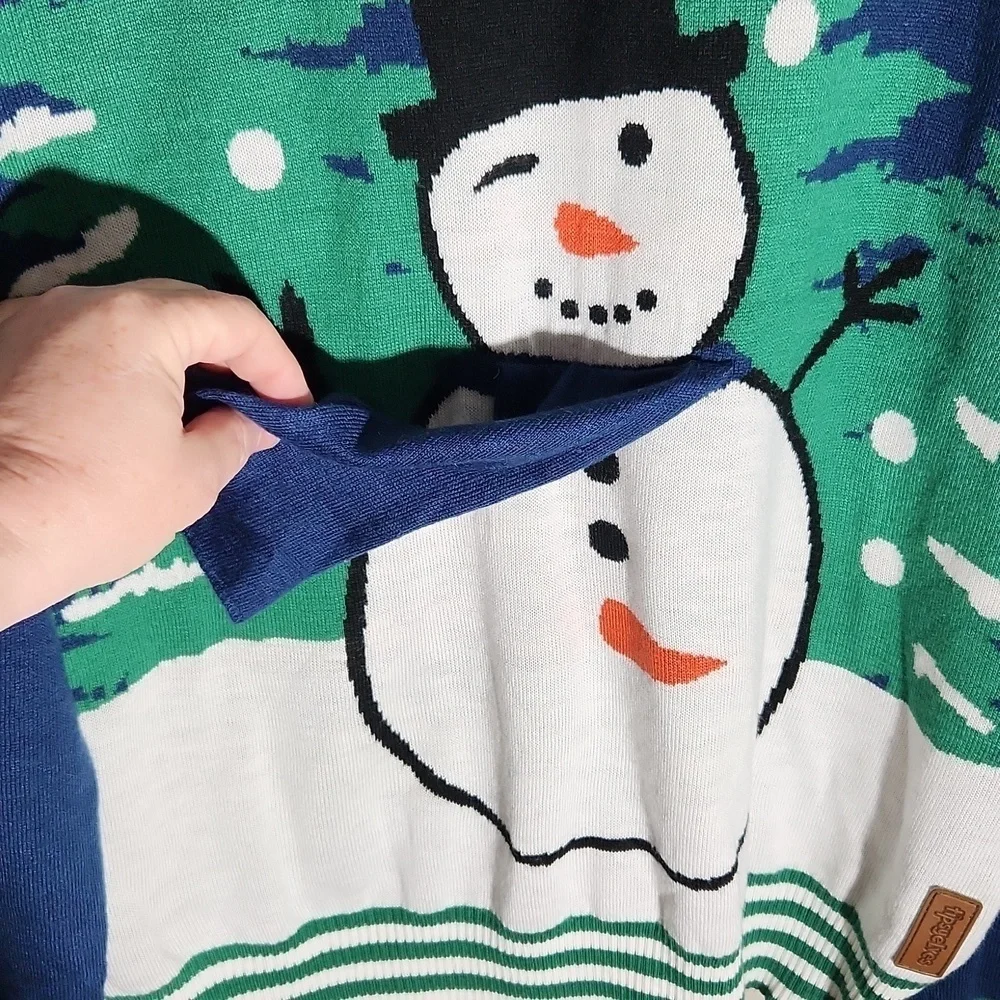 Tipsy Elves Ugly Christmas Sweater Snowman XL Naughty Blue Green